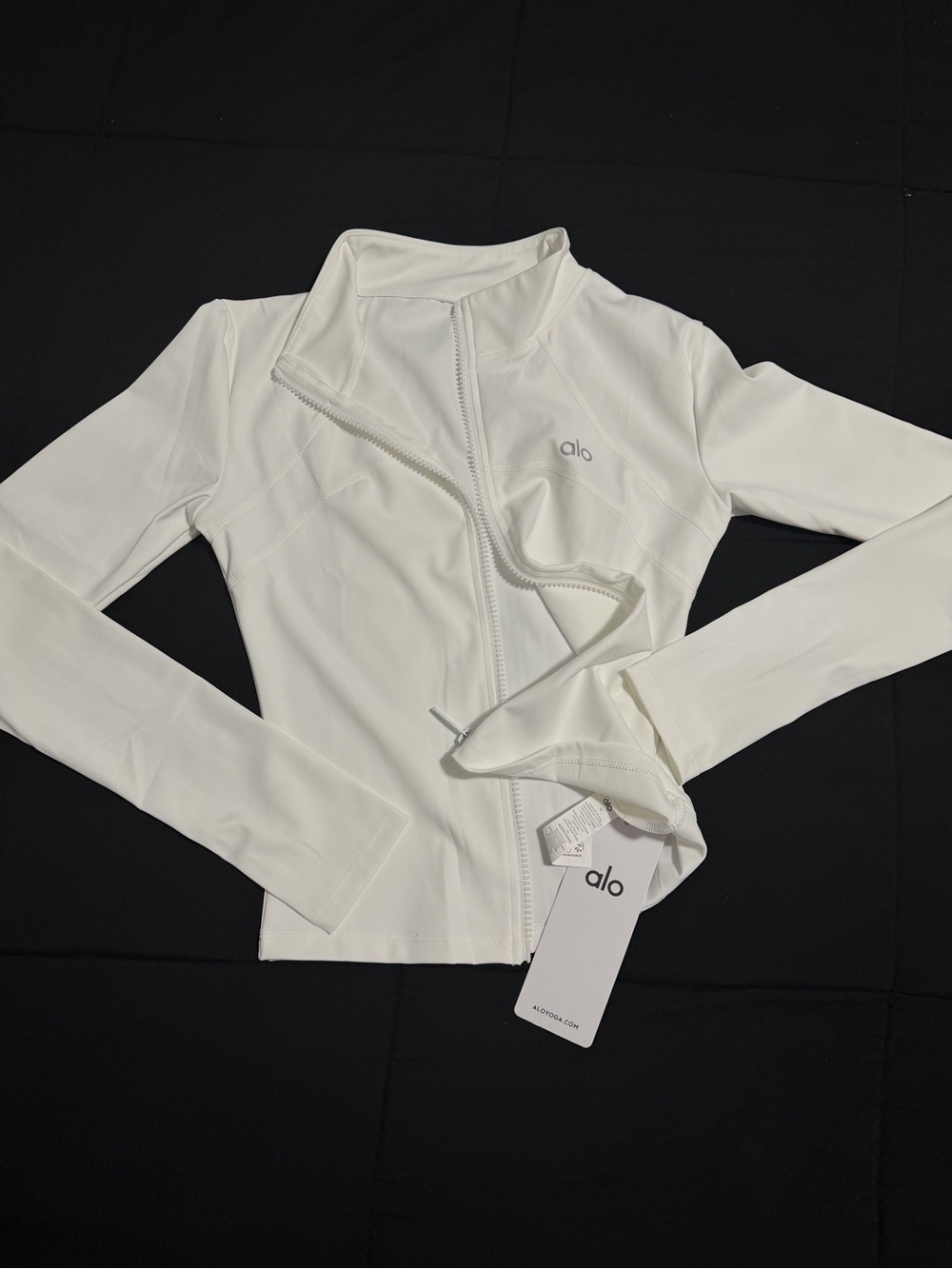ALO Yoga White Quarter-Zip Bomber Jacket - Picture 2 of 2